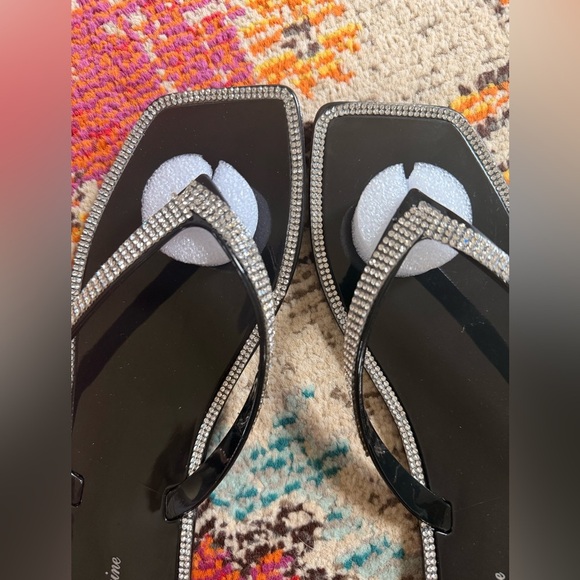 LAUREN LORRAINE “TAMPA” BLACK RHINESTONE SANDALS - Picture 2 of 6